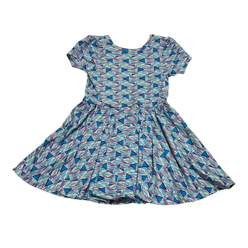 Dot Dot Smile Baby Girl Size 12/24M Geometric Print Cap‎ Sleeve Twirl Dress NWT